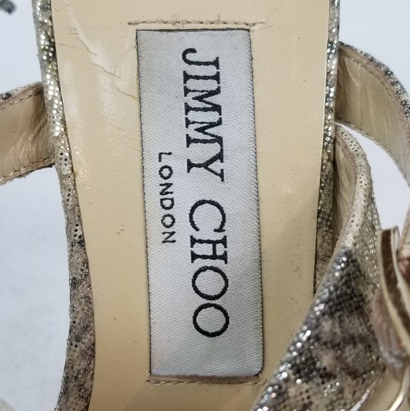 Jimmy Choo Beige Glitter Strappy Sandals size 37 - Picture 11 of 13